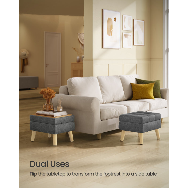 40cm Wide Clear Utility Stool Ottoman, Grey