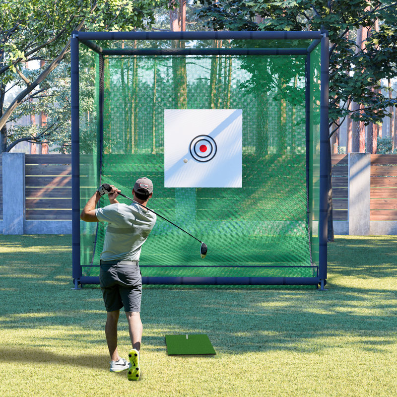 Cage de pratique de golf 10 pi x 10 pi x 10 pi - filet en métal pour utilisation dans la cour ou dans un simulateur d'intérieur