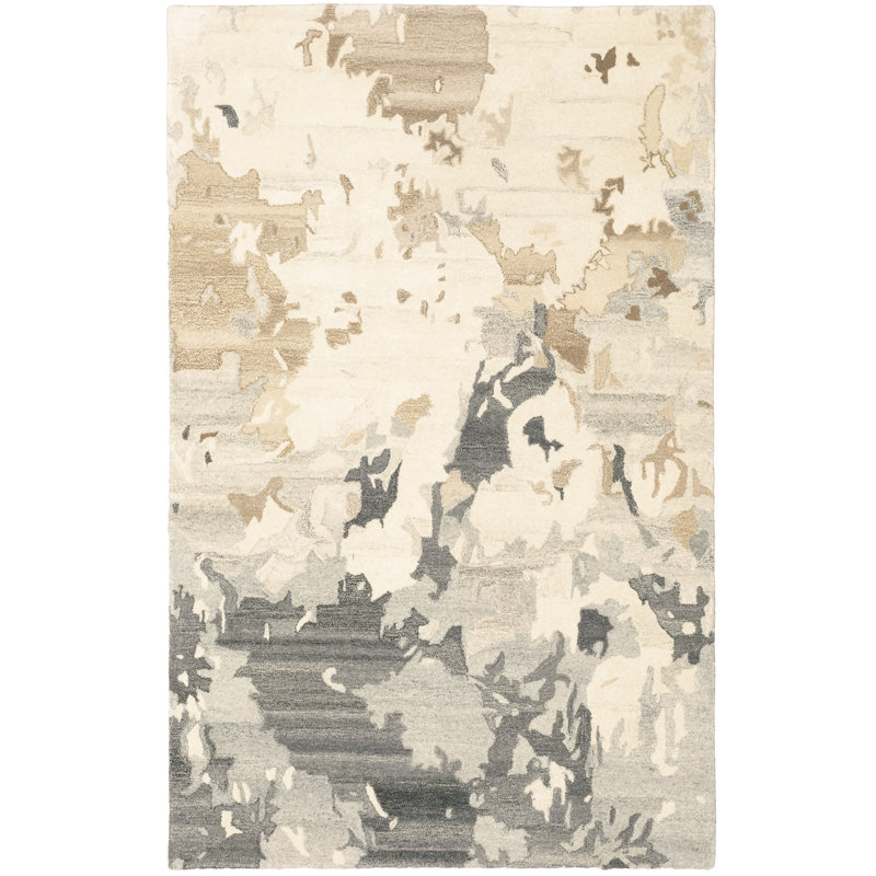 Tapis beige en laine touffeté à la main Debden, Rectangle 5 pi x 8 pi