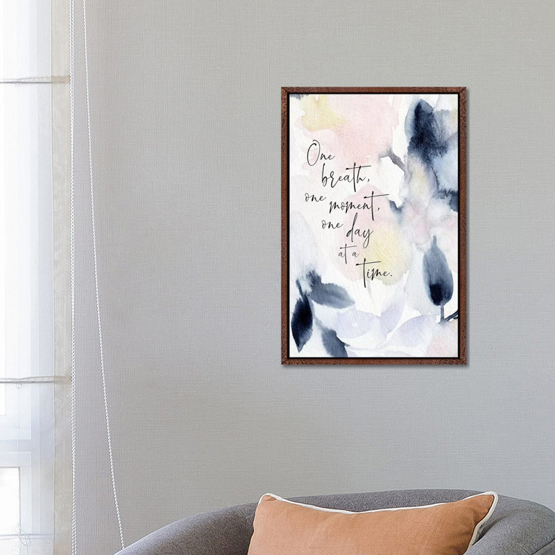 One Breath 1 Piece Painting on Canvas, 66.04 cm H x 45.72 cm W, Classic Brown Wood Framed