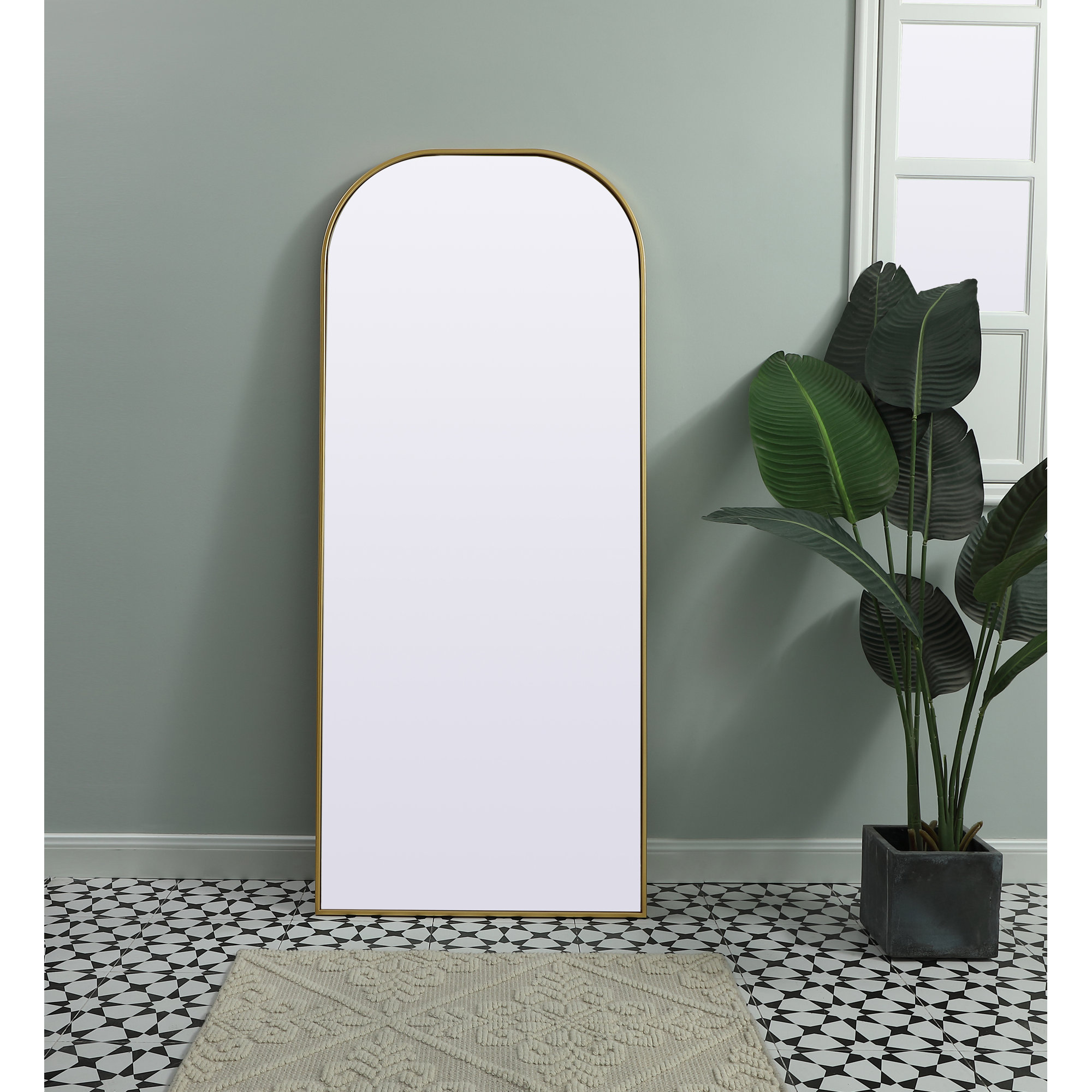 Sabine Metal Wide Arch Wall Mirror, Brass, 66" x 28"