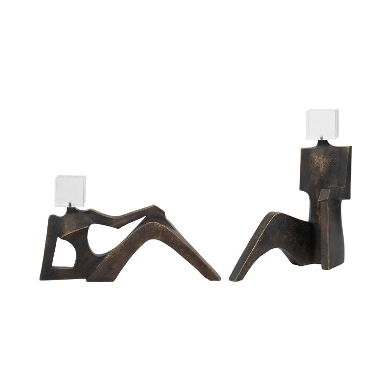 Dondria 2 Pieces Paranassus Statuary With Crystal Cubes