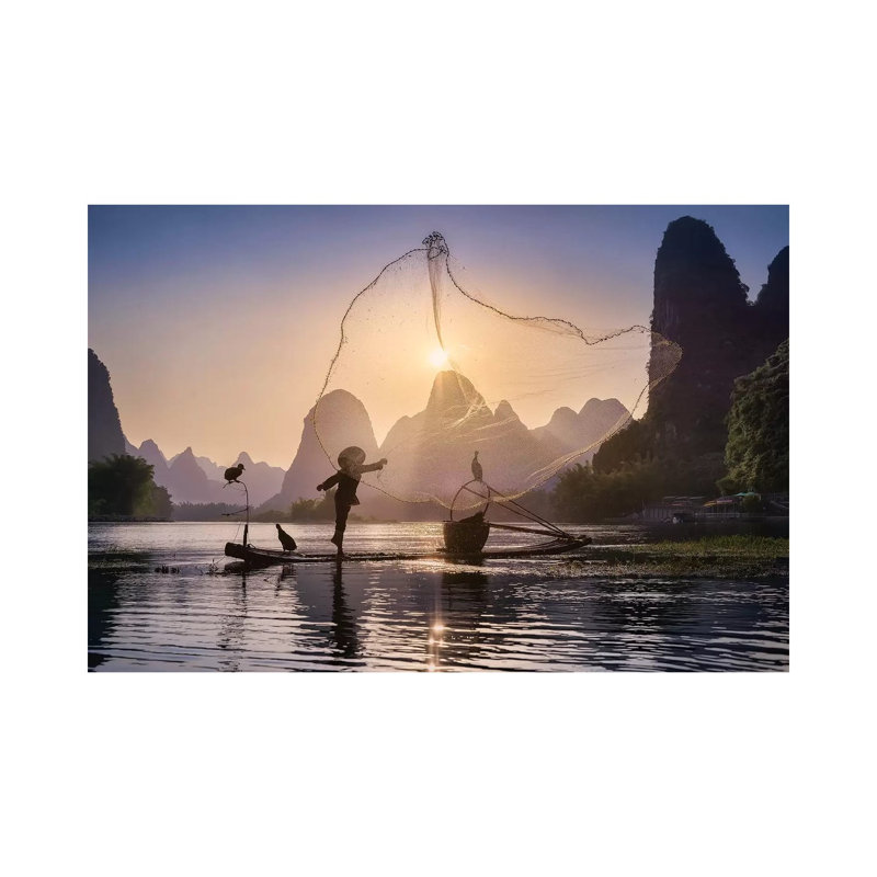 Fishing The Sun by Jesús M. García - Wrapped Canvas Gallery-Wrapped Canvas Giclée, 20.32 cm H x 30.48 cm W