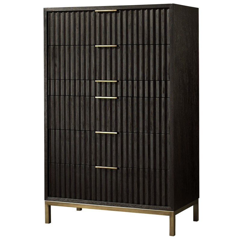 91.4cm W 6 - Drawer Chest of Drawers, Black/STURDY