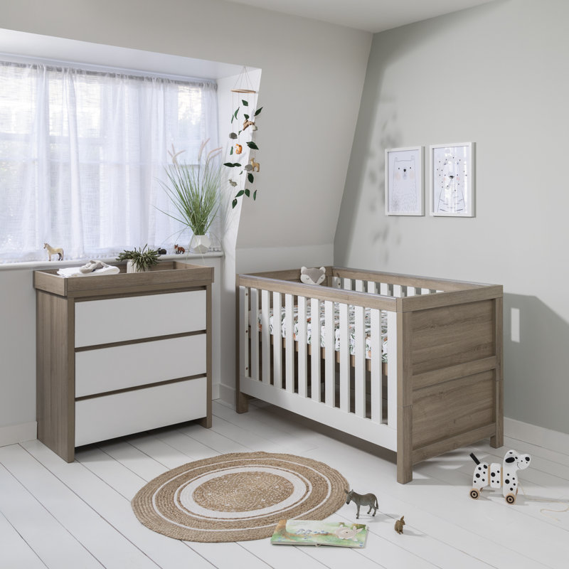 Tutti Bambini Modena 2-Piece Nursery Furniture Room Set, White/Oak