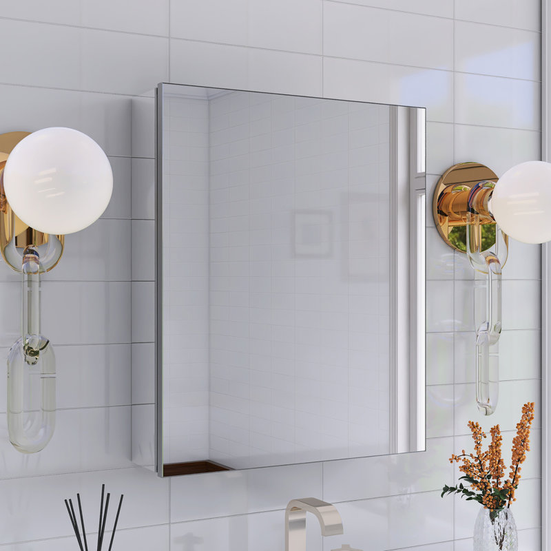 Pharmacie rectangulaire en aluminium avec miroir,  H 24 po x l 20 po x P 5,08 po