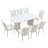Rectangle Marble Top Double Pedestal Dining Table Set-1080282299