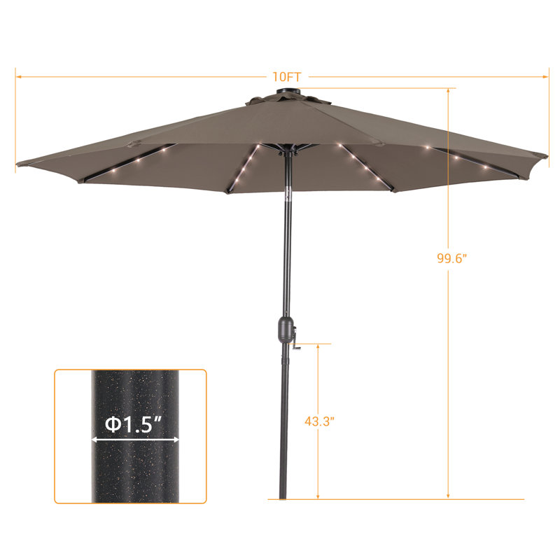 Parasol de marché pour terrasse 10 pi, Taupe