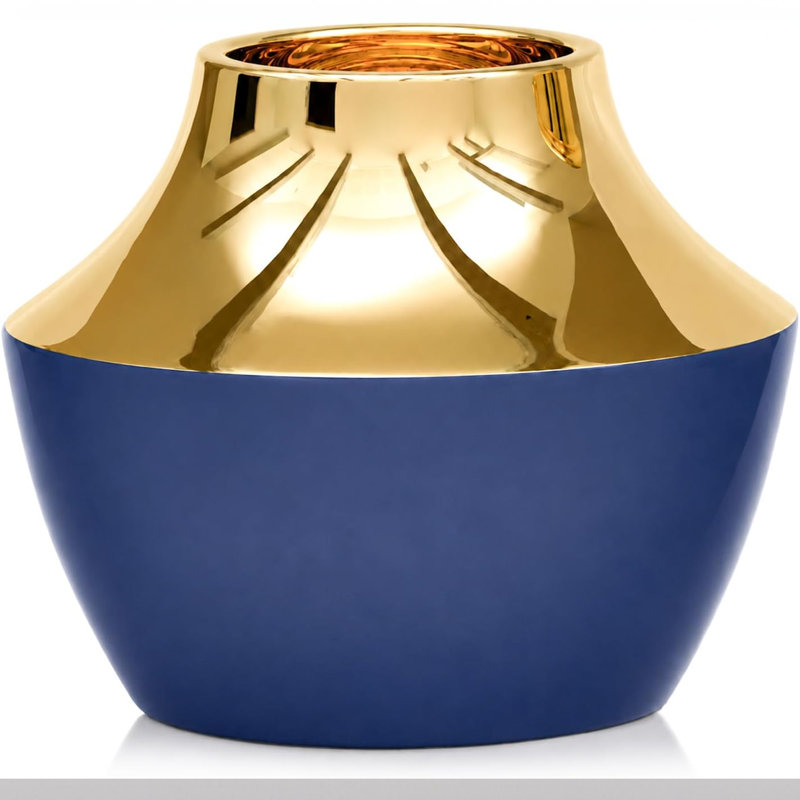 Ceramic Saucer-Shaped Table Vase, Navy