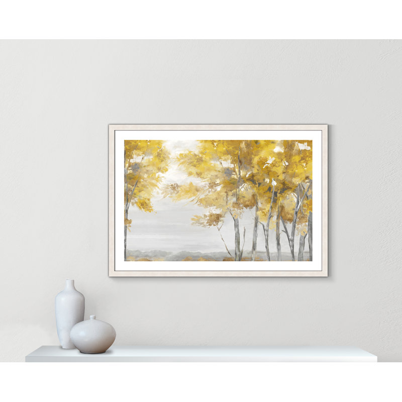 Jaune altruiste - Art encadré autoportant, Cadre à grain de bois blanc, H 30 po x l 42 po x P 1,125 po