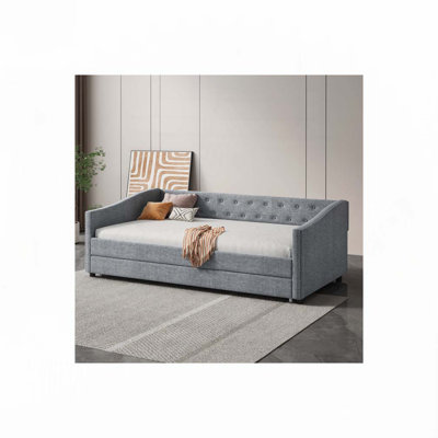 Upholstered Tufted Daybed with Trundle