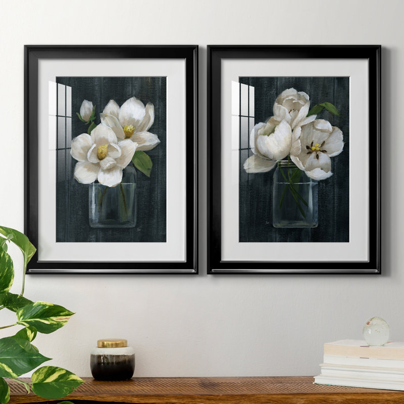«Chalkboard Beauty I», ensemble de 2 reproductions d'art, H 22,5 po x l 61 po x P 1,5 po, Papier encadré noir, Blanc