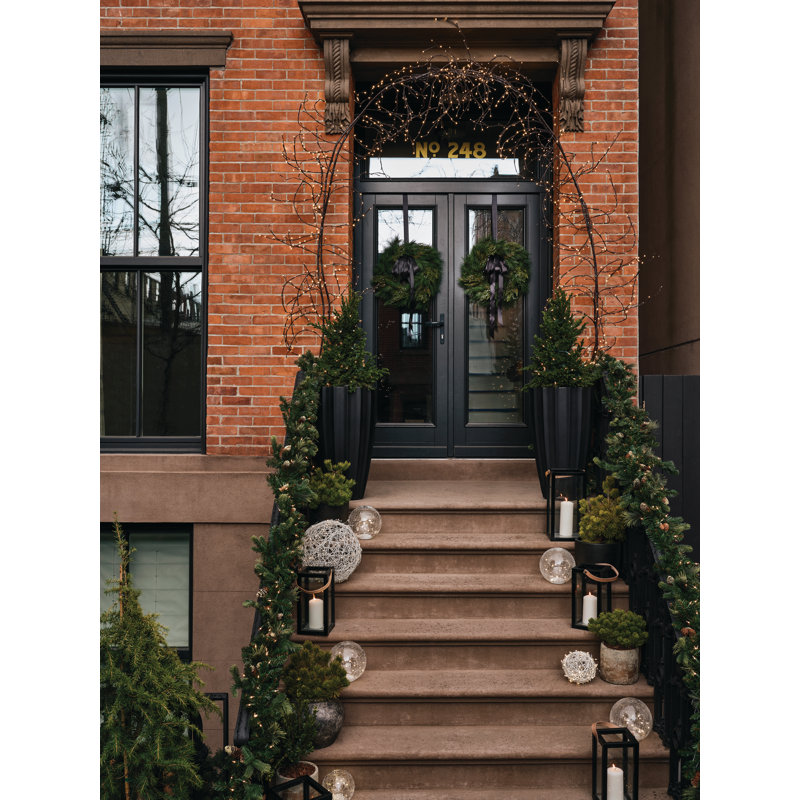 Wood Floor Lantern, 15.75" H x 7.87" W x 7.87" D, Black