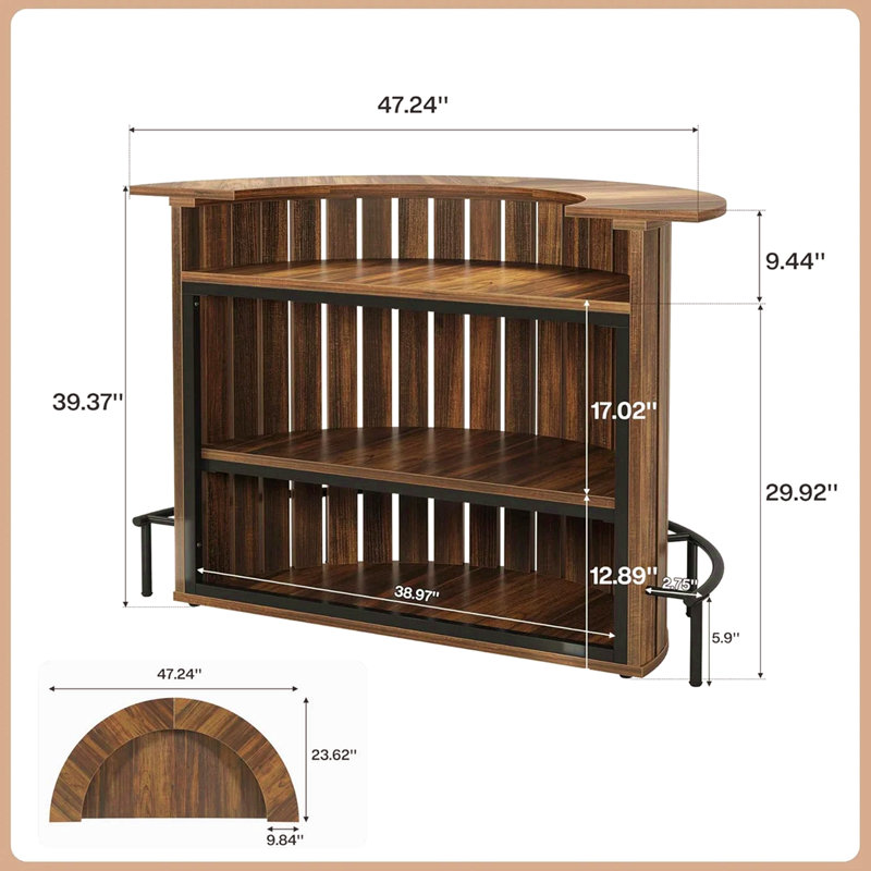 Élégante table de bar, armoire de bar en forme d'arc, table basse