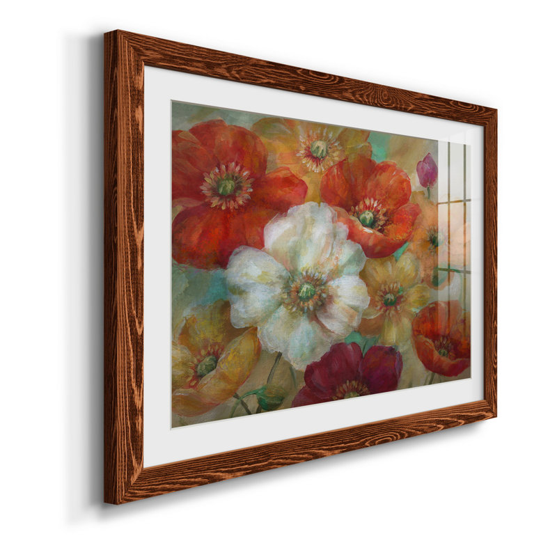 Poppycentric - Peinture encadrée, H 31 po x l 44 po x P 1 po, Érable encadré
