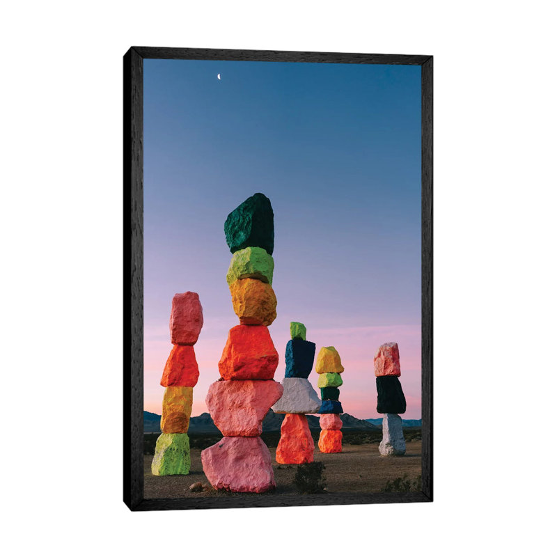 Seven Magic Mountains Moon IV 1 Piece Wall Art on Canvas, 152.5 cm H x 101.5 cm W, Black Framed