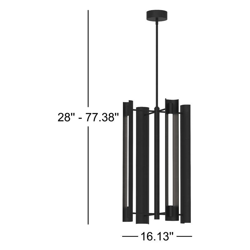 Carson LED Pendant, Midnight Black, 28" H x 16.13" W x 16.13" D, 4