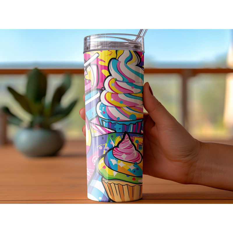 Choose Handmade Tumblers 591ml Vacuum Insulated Stainless Steel (18/8) Travel Tumbler with Straw