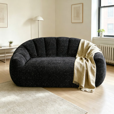 Starry Sky Faux Fur Oversized Bean Bag Sofa, Bear Paw Design Plush Lounge Chair with Armrest, Foam Filled Comfy Accent Sofa for Living Room Bedroom, No Assembly Required