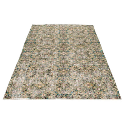 5x8 Green and Multicolor Turkish Anatolian Rug
