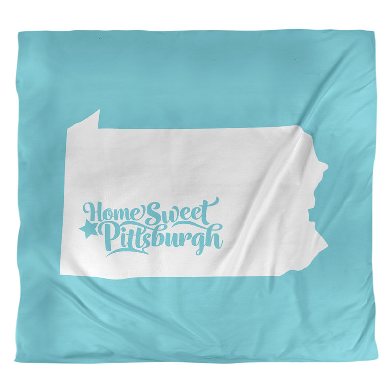 Housse de couette réversible simple Pittsburgh Pennsylvania, Housse de couette pour grand lit, Bleu sarcelle, Microfibre