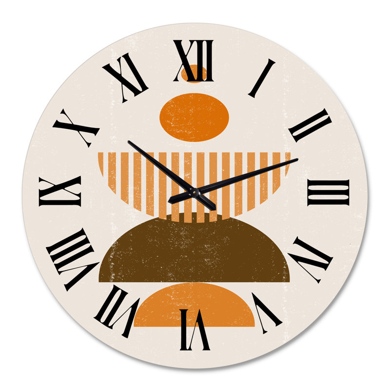 Abstrait abstrait soleil et lune dans les tons de terre I - horloge murale moderne, Grand