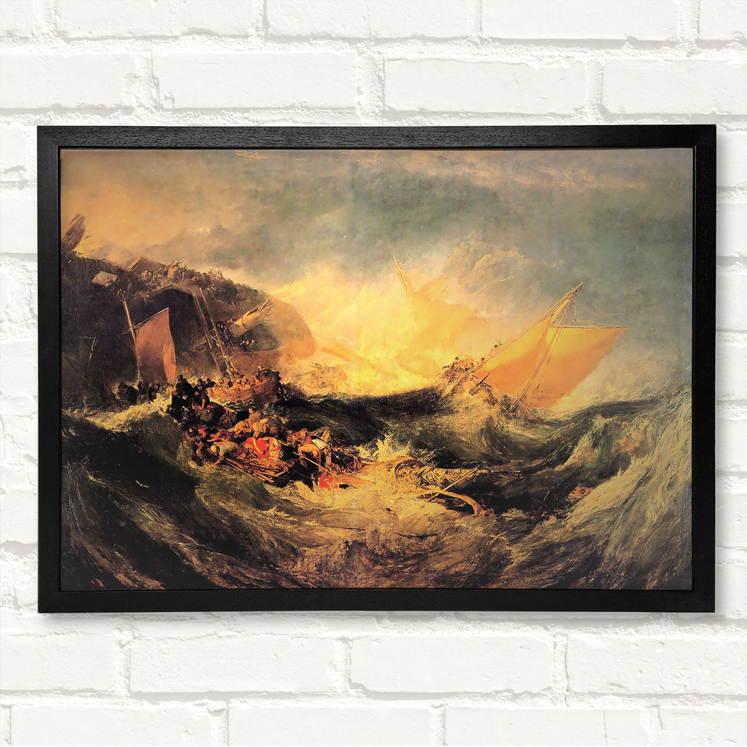 Wreck Of A Transport Ship von J.M.W. Turner - Geschlossener Eckrahmen Kunstdrucke auf Holz