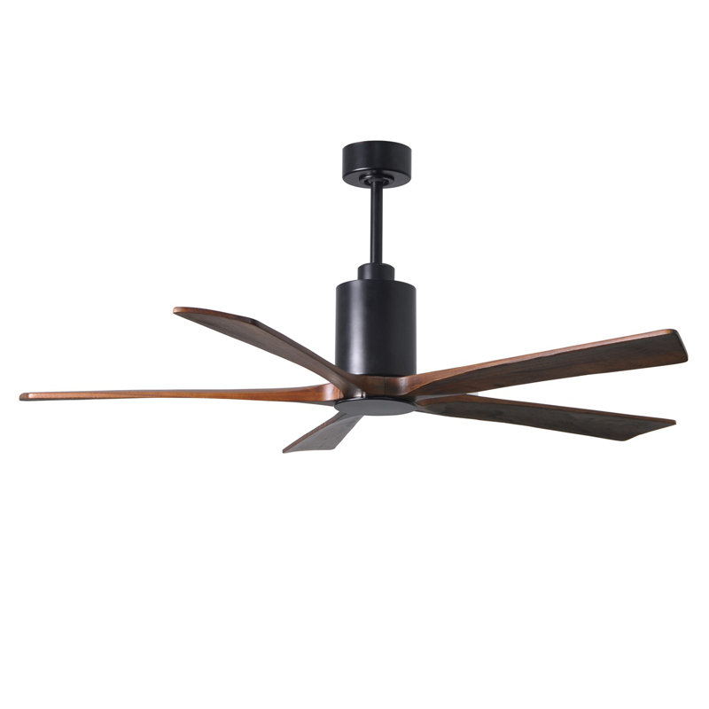 Patricia LED Downrod Ceiling Fan, Gloss White, Walnut Tone