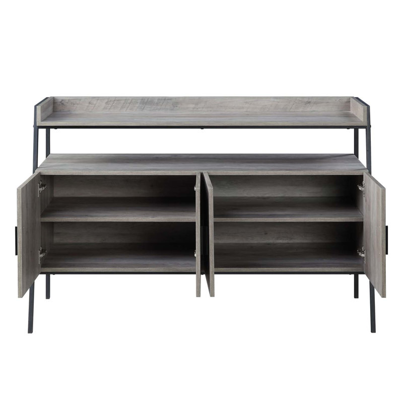 Meuble télé pour téléviseur de 50 po ou moins Mccollough, console télé, centre multimédia, Chêne