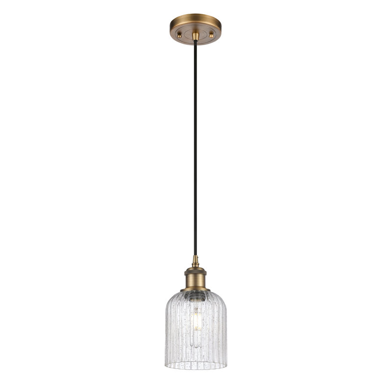 Luminaire suspendu 1 lumière Aalina, Laiton brossé, Granuleux