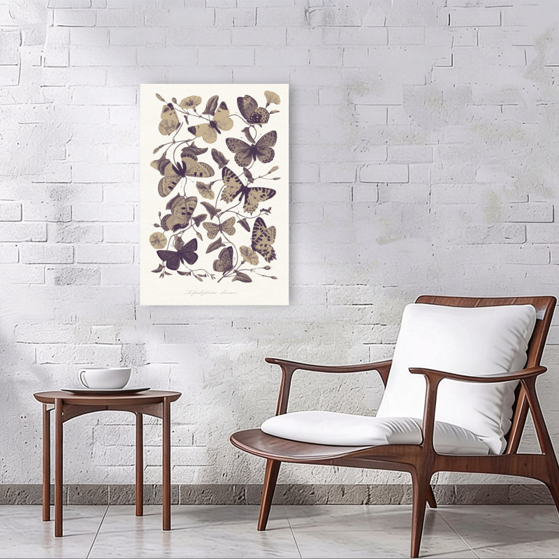 Papillon rétro botanique classique délicat papillon papillon, 36" H x 24" W