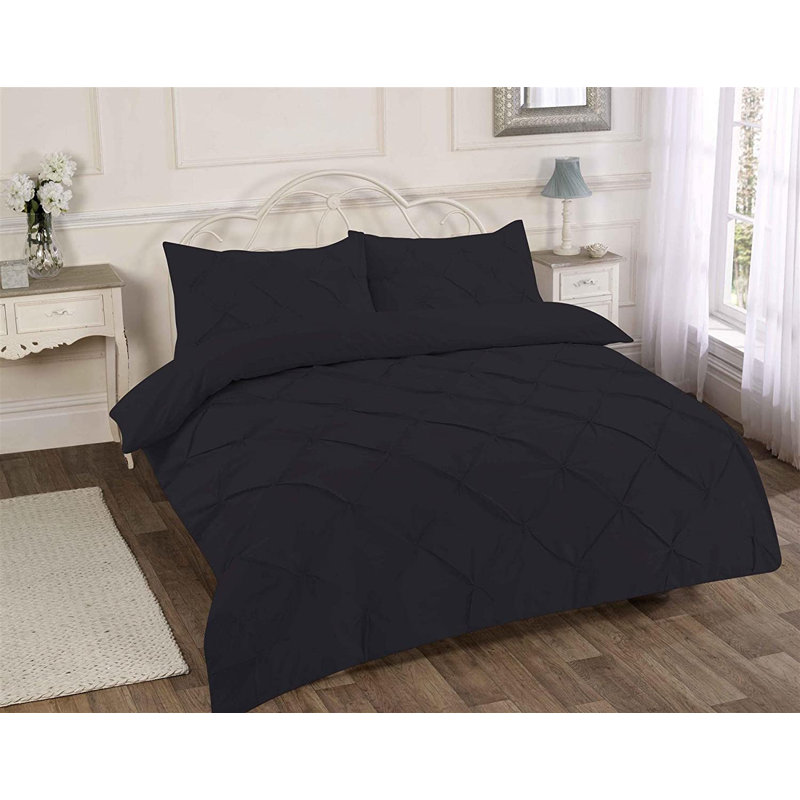Reginia Cotton Blend Solid Colour Duvet Cover Set with Pillowcases, Silver, Super King - 2 Standard Pillowcases