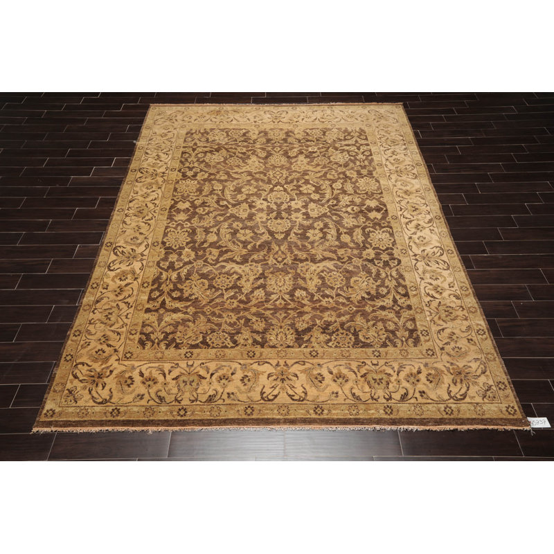 Handmade Brown and Tan Wool 9' x 12' Oriental Rug