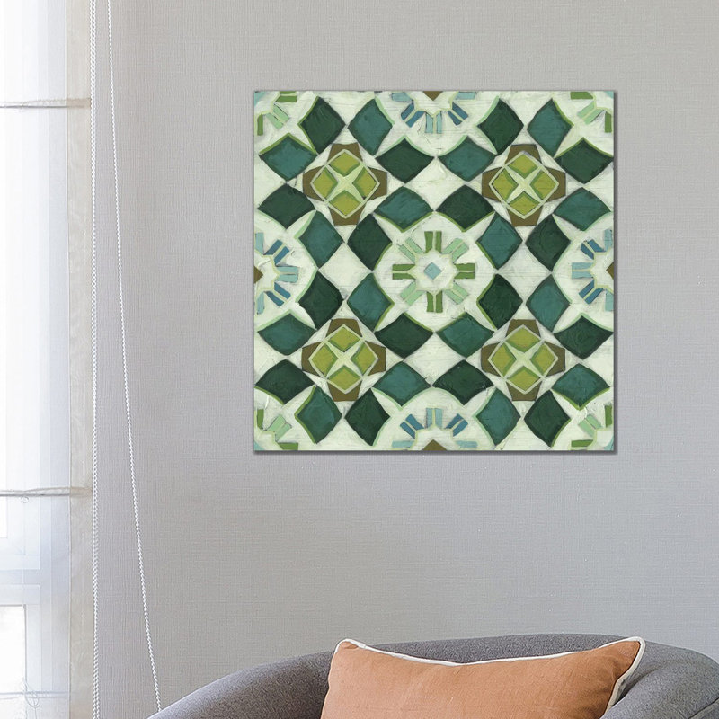 Palm Piazza Tile II by June Erica Vess - Wrapped Canvas Gallery-Wrapped Canvas Giclée, 66.04cm H x 66.04cm W