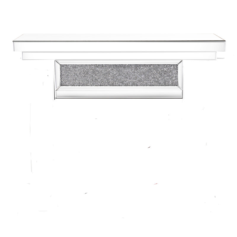 Foyer électrique avec finition miroir et incrustations en résine de diamant, argent, chauffage réglable 750 W / 1500 W, protection contre la surchauffe, foyer facile à utiliser de 47 po x 12 po x 40 po, cadre décoratif, technologie de flamme 3D,