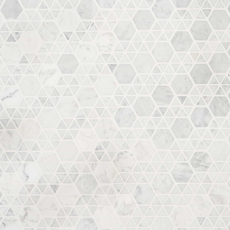 Aspekt Hex Matte White Carrara Mosaic