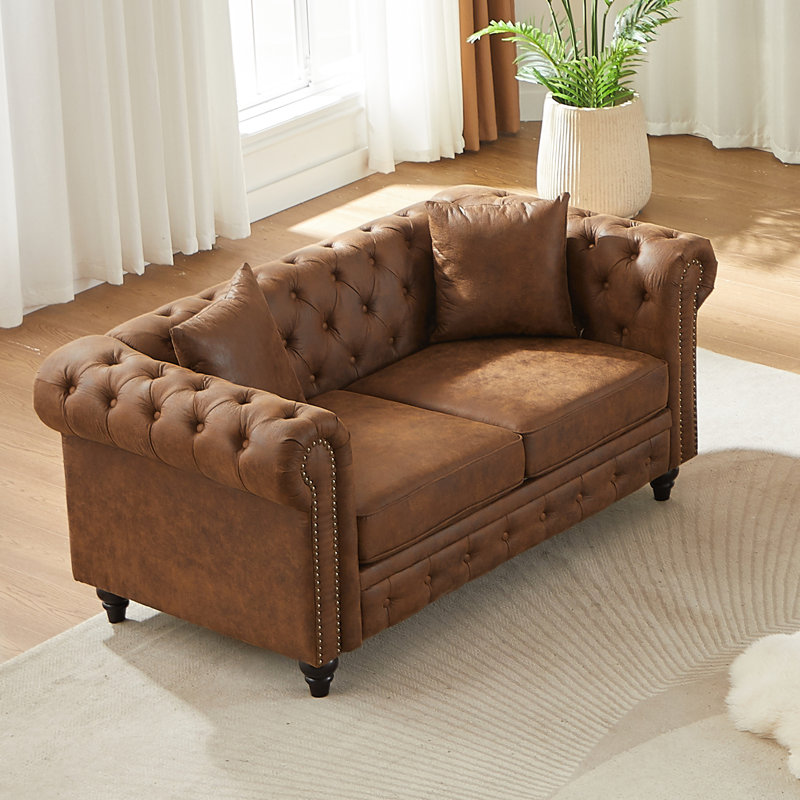 Canapé chesterfield de conception contemporaine, Brun
