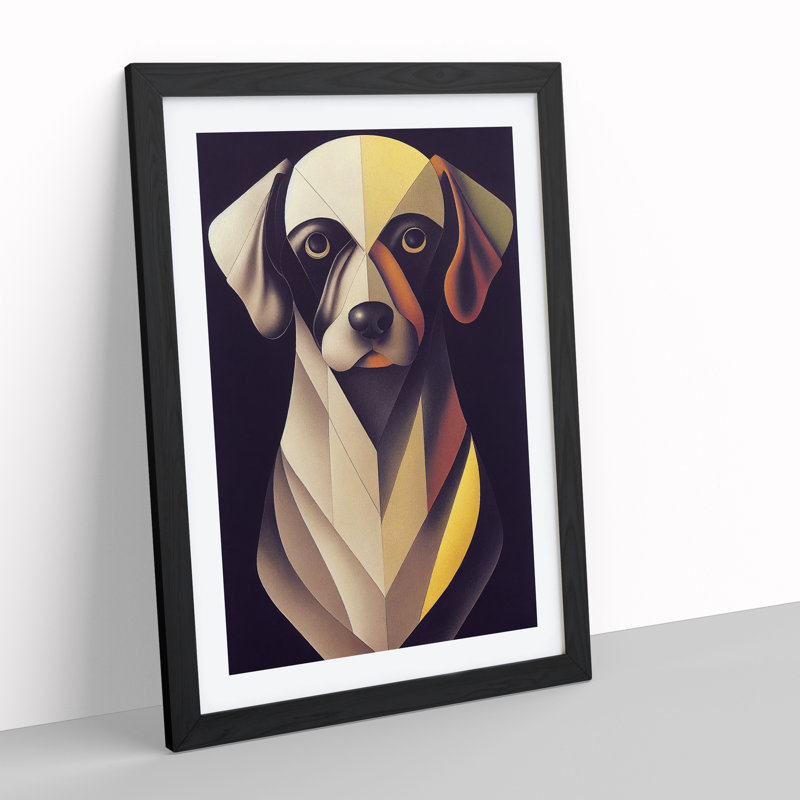 Unique Dog Abstract - Single Picture Frame Print, Black Framed, 64cm H x 46cm W x 2cm D