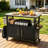 Outdoor Grill Cart with Patio Furniture, Outdoor Grill Table with Storage, Rolling Bar Cart Outdoor BBQ Cart with Towel Rack and Spice Rack for Grilling Accessories