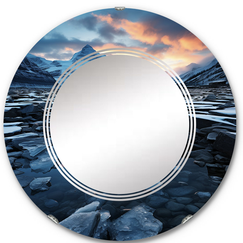 Drumlough - Miroir mural paysager rond, 24 po x 24 po