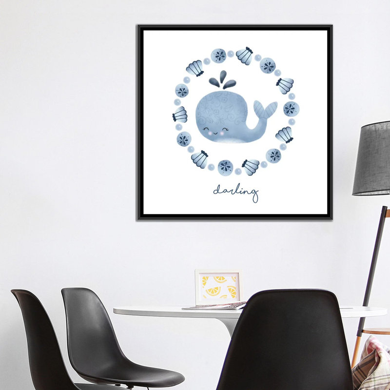 «Ocean Friends IV», impression sur toile, H 37 po x l 37 po x P 1,5 po, Toile avec cadre noir, Pas de tapis