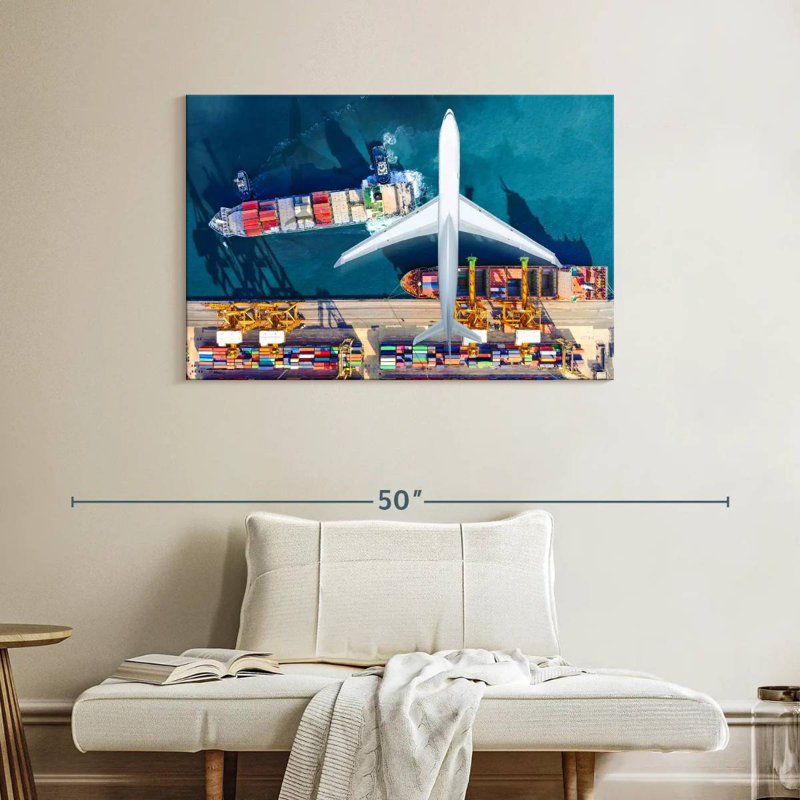 Mehar Airplane Over Cargo Port, 26" H x 39" W