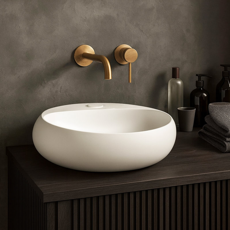 Rosaria 24" Porcelain Oval Wall Mount Bathroom Sink without Faucet Hole, Matte White