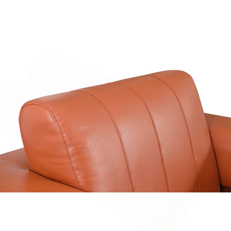 Causeuse en cuir italien Global United, Blanc, Chameau