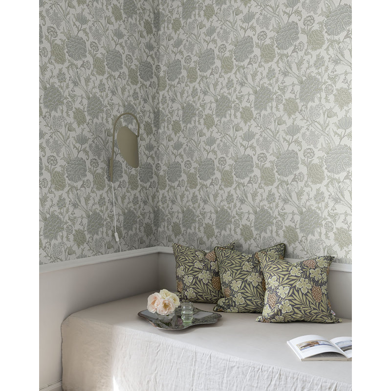 Cray Floral Wallpaper Roll, Light Green