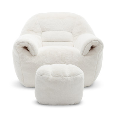42.5" WVelvet Adult Bean Bag Chair Storage Armrest With Ottoman