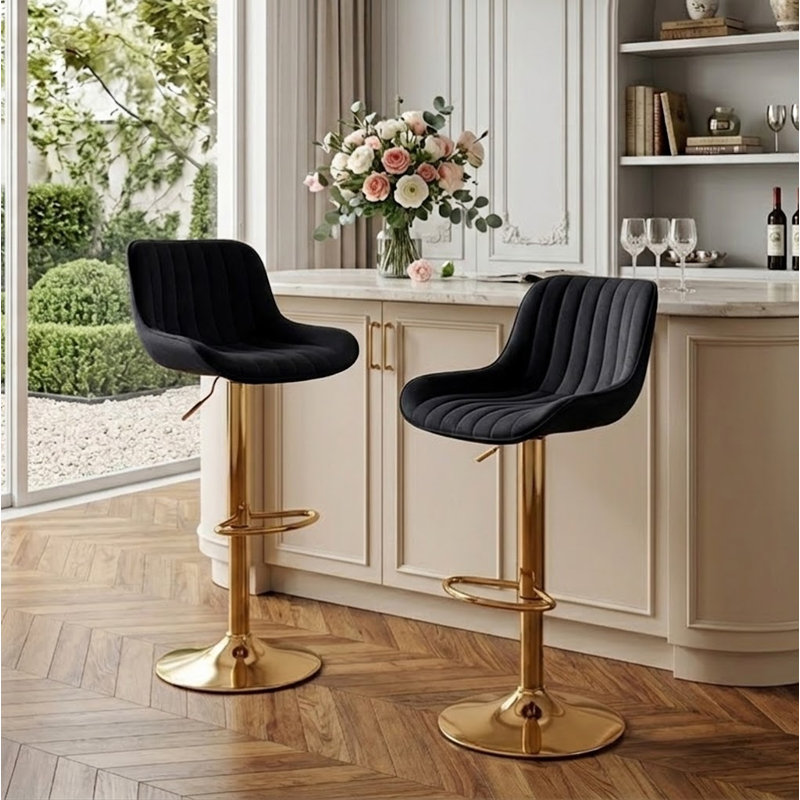 Tabouret pivotant à hauteur réglable Mitty, Noir