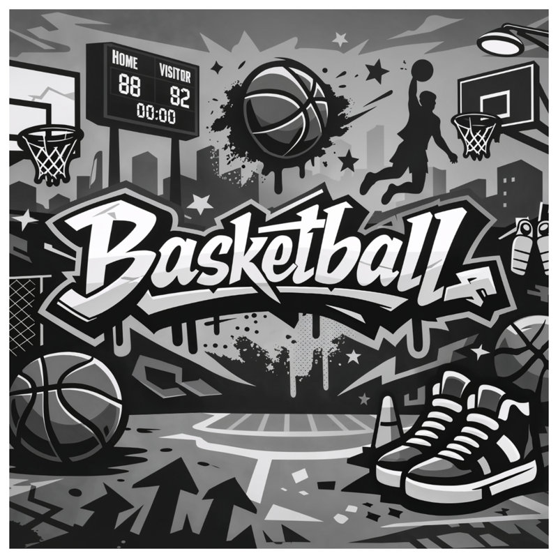 Tapis de bain Basketball Graffiti Art, L 24 po x L 17 po