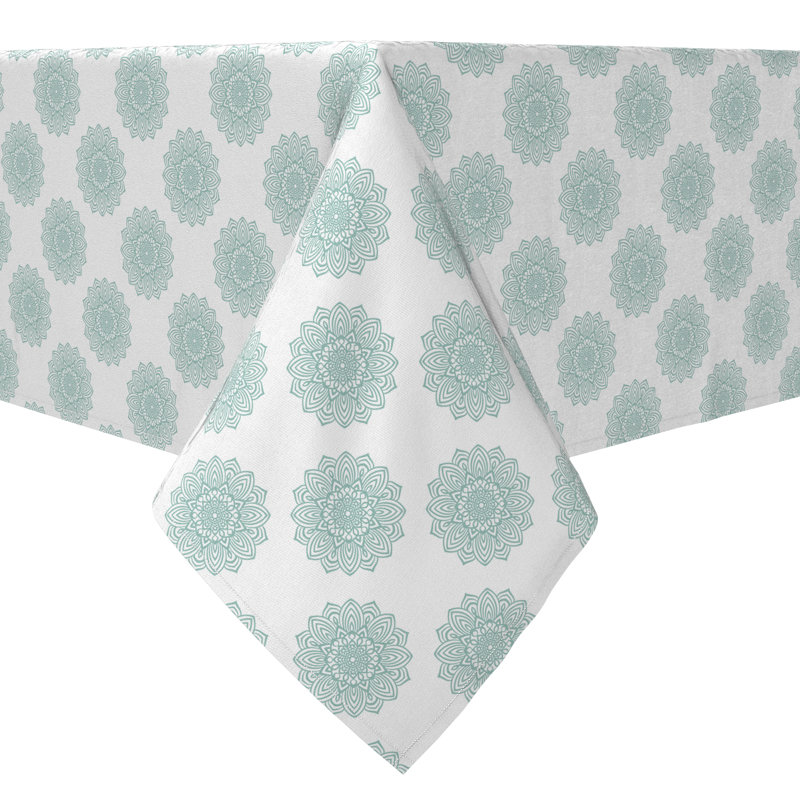 Fabric Textile Products, Inc. Rectangular Tablecloth, 100% Cotton, 60X104", Green Mandala Design, 60" L x 60" W