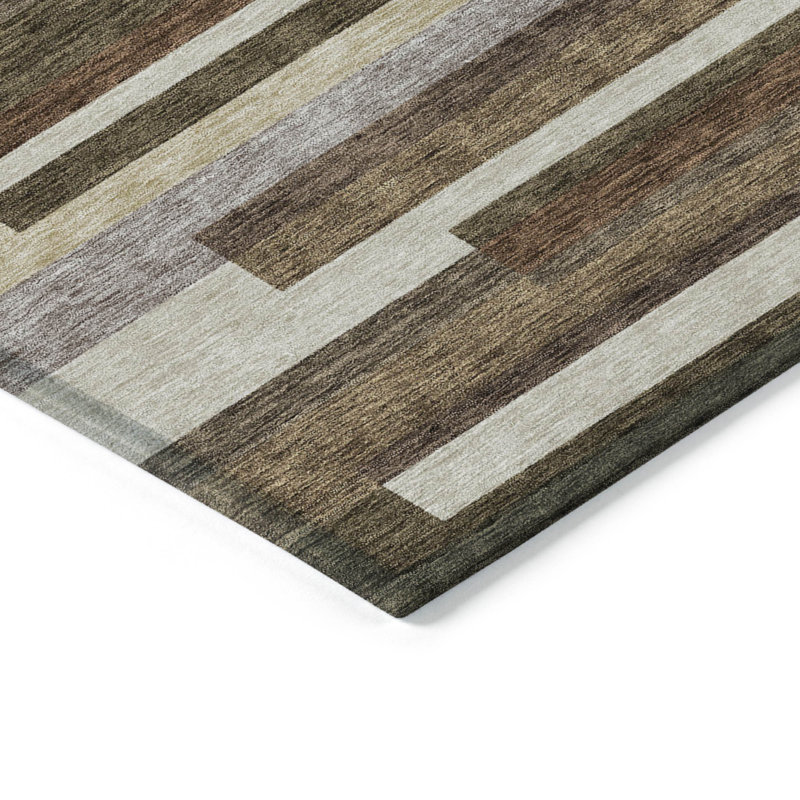 Tapis intérieur lavable rayé beige 3 pi x 5 pi